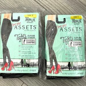 Love Your Assets 2 pc Flipside Diamond Reversible Shaping Tights 1105 Black Sz 2